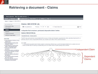 Retrieving a document - Claims Independent Claim Dependent  Claims 