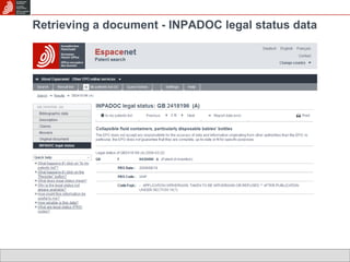 Retrieving a document - INPADOC legal status data 