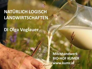 Milchhandwerk
BIO-HOF KUMER
www.kumr.at
NATÜRLICH LOGISCH
LANDWIRTSCHAFTEN
DI Olga Voglauer
 