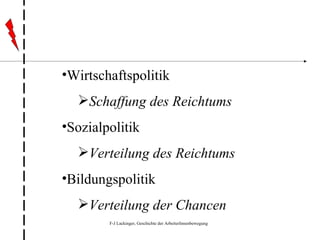 Wirtschaftspolitik Schaffung des Reichtums Sozialpolitik Verteilung des Reichtums Bildungspolitik Verteilung der Chancen 