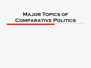 Major Topics of
Comparative Politics
 
