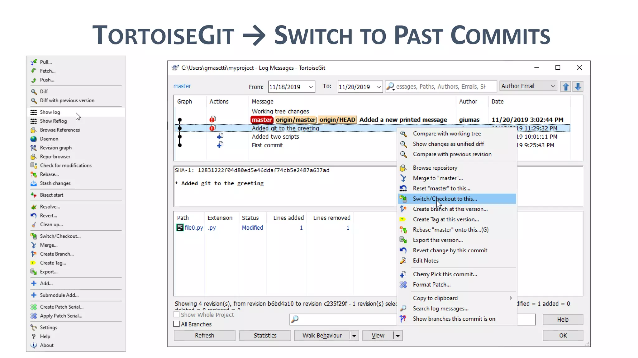 TORTOISEGIT → SWITCH TO PAST COMMITS
 