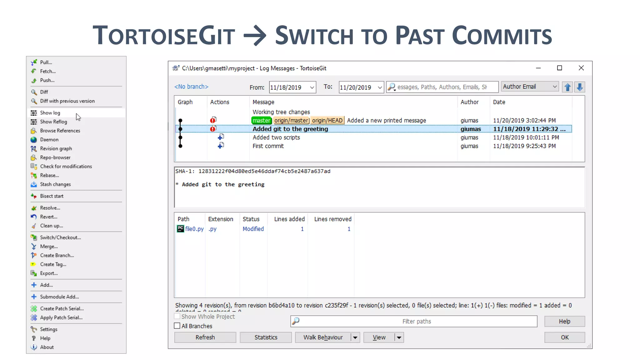 TORTOISEGIT → SWITCH TO PAST COMMITS
 