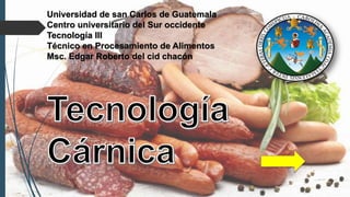 Universidad de san Carlos de Guatemala
Centro universitario del Sur occidente
Tecnología III
Técnico en Procesamiento de Alimentos
Msc. Edgar Roberto del cid chacón
 