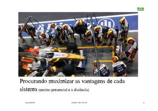 Procurando€maximizar€as€vantagens€de€cada€
sistema€(ensino€presencial€e€à€distância)
  www.joaoleal.net   Formador: João José Leal   21
 