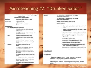 Microteaching #2: “Drunken Sailor” Table of Contents 