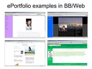 ePortfolio examples in BB/Web 