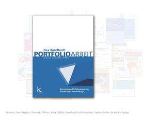 Brunner,	
  Ilse	
  /	
  Häcker,	
  Thomas	
  /	
  Winter,	
  Felix	
  (2006):	
  Handbuch	
  PorOolioarbeit.	
  Seelze-­‐Velber:	
  Friedrich	
  Verlag
 