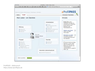 ProﬁlPASS	
  -­‐	
  elektronisch	
  
hZps://www.eproﬁlpass.de
 
