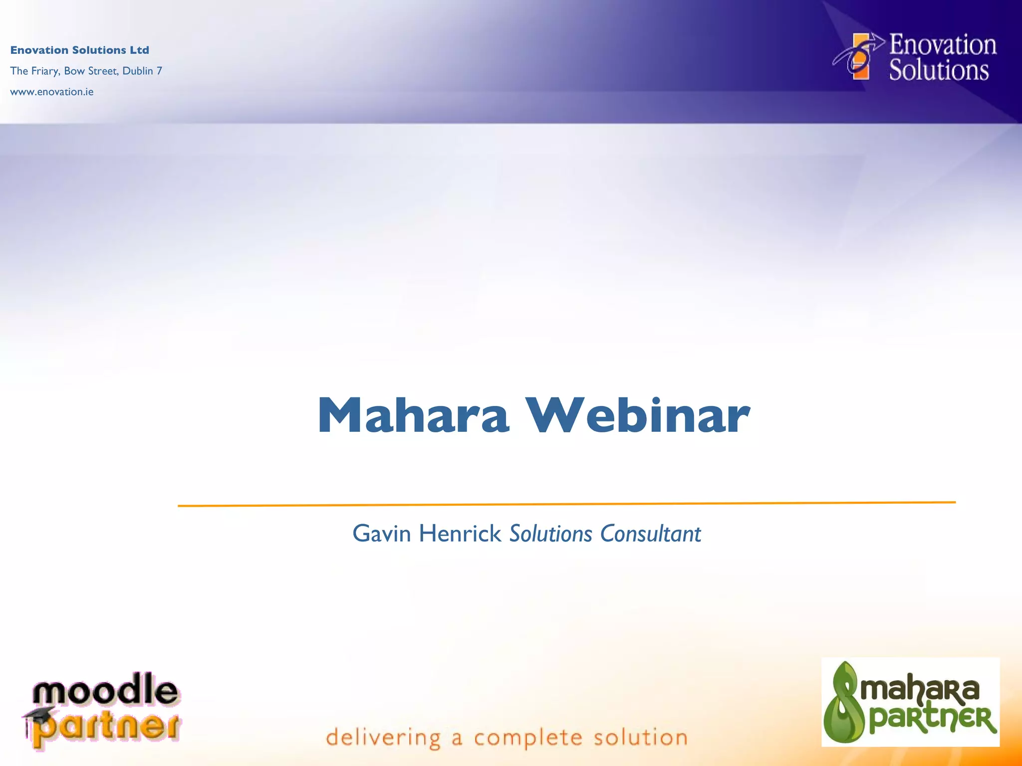 Eportfolio Mahara Webinar | PPT