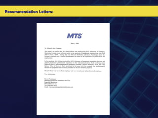 Recommendation Letters: 