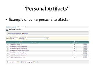 ‘ Personal Artifacts’ Example of some personal artifacts 