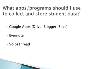 

Google Apps (Drive, Blogger, Sites)



Evernote



VoiceThread

 