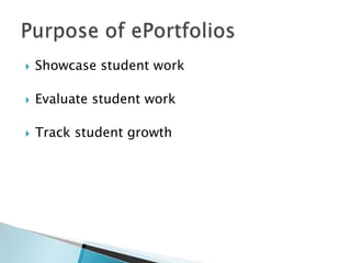 

Showcase student work



Evaluate student work



Track student growth

 