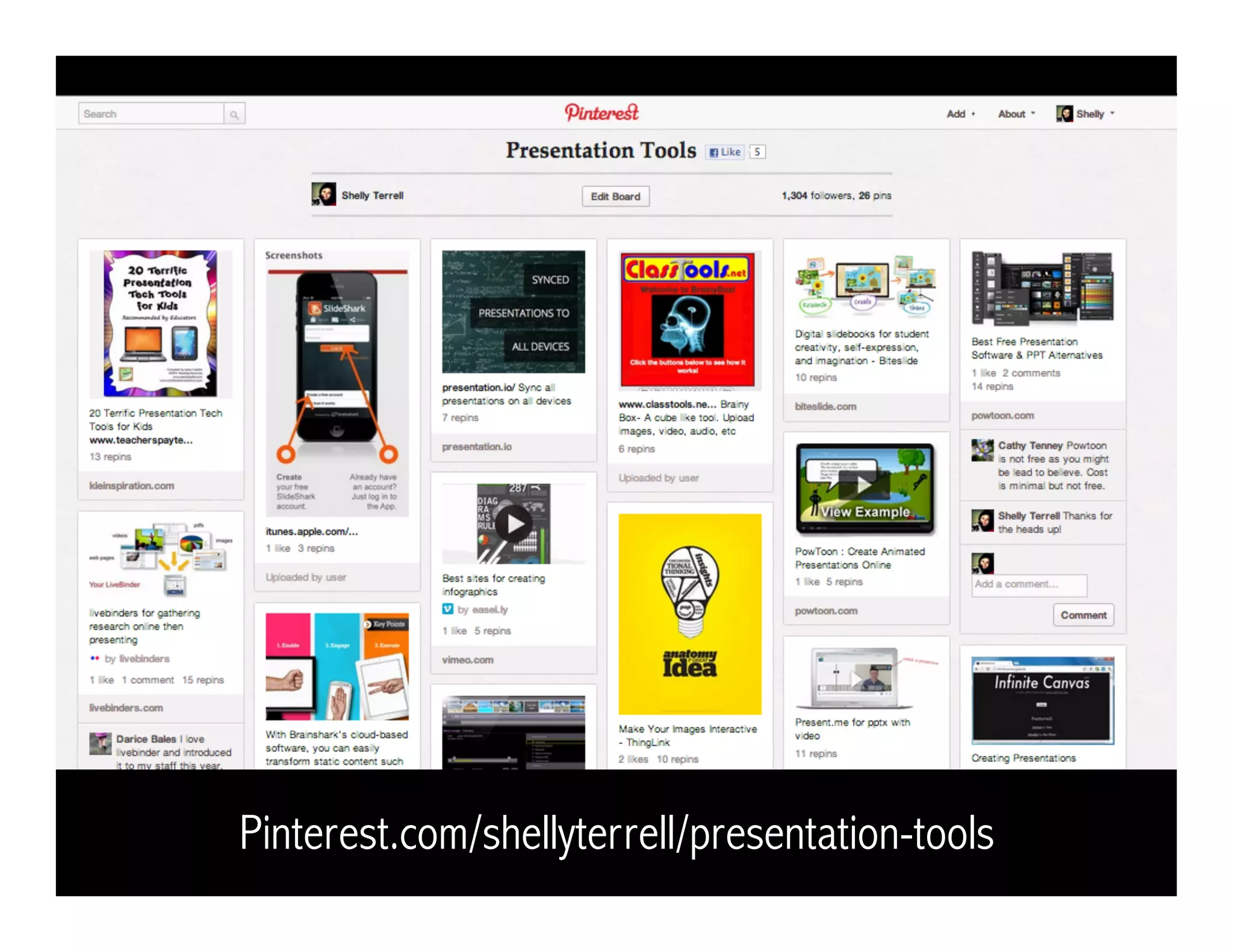 Pinterest.com/shellyterrell/presentation-tools
 