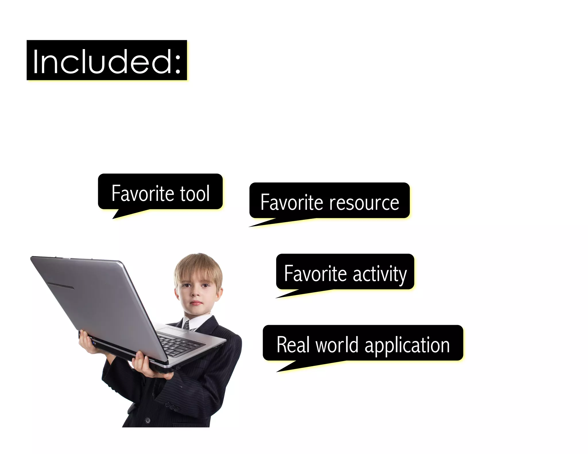 Included:
Favorite tool Favorite resource
Real world application
Favorite activity
 