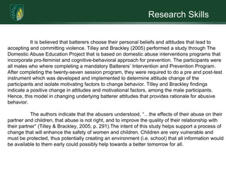Research SkillsPrevention Strategies Towards Breaking the Cycle of Domestic Violence Argosy University 