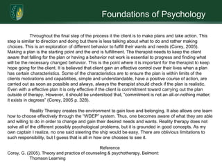 Communication Skills: Oral & WrittenReality Therapy’s Beliefs to a Successful Therapeutic Process for the ClientArgosy University