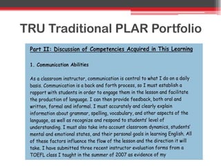 TRU Traditional PLAR Portfolio