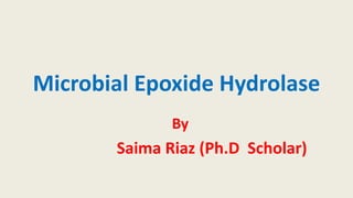 Microbial Epoxide Hydrolase
By
Saima Riaz (Ph.D Scholar)
 