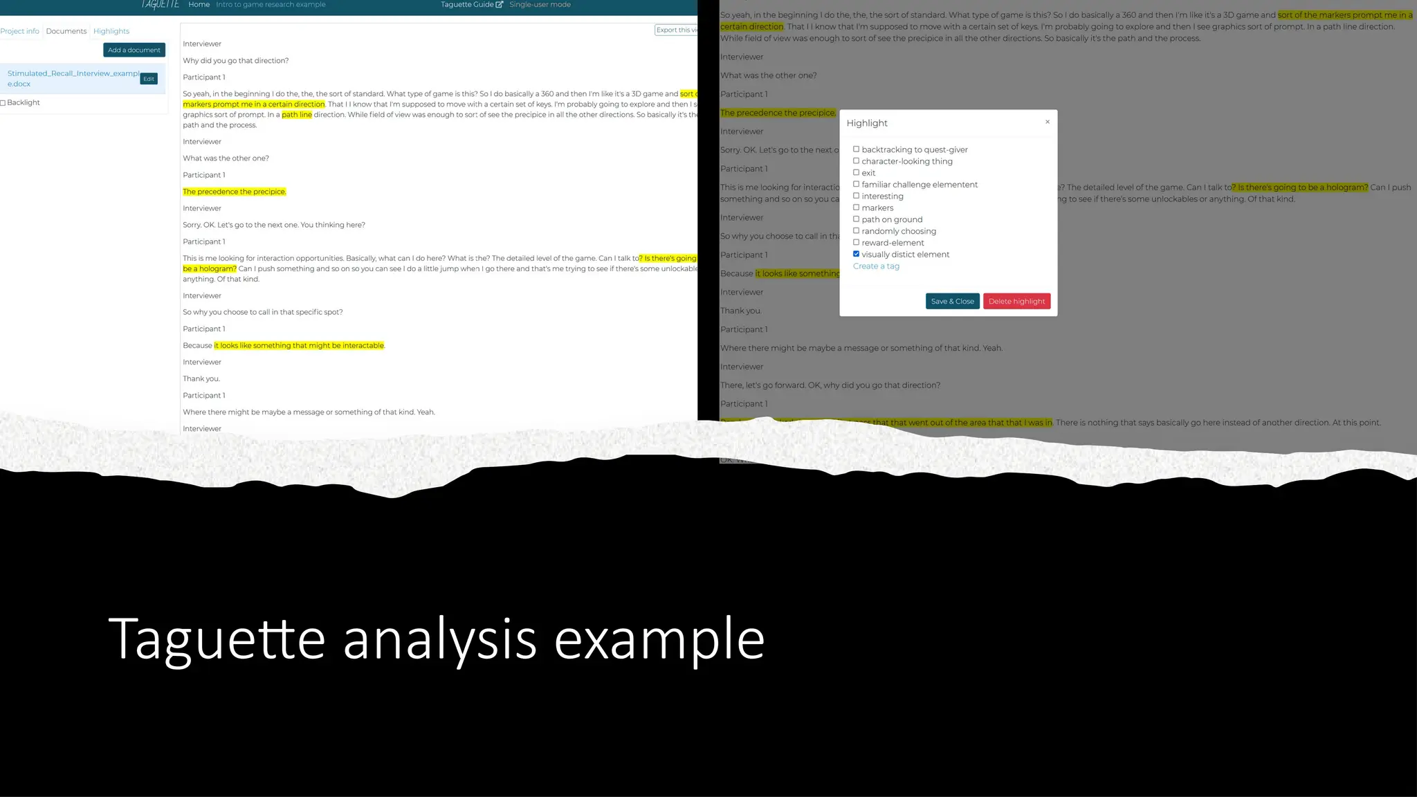 Taguette analysis example
 