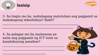 Computer Text Describe It Tagalog EPP-TLE 4_Q1 1 naipaliliwanag ang kahalagahan ng computer at iba pang ...