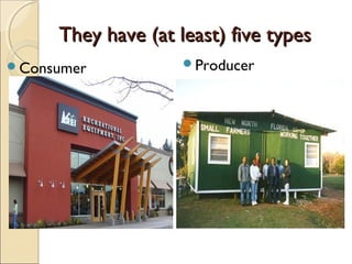 They have (at least) five typesThey have (at least) five types
Consumer Producer
 