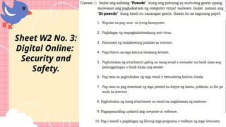 Sheet W2 No. 3:
Digital Online:
Security and
Safety.
 