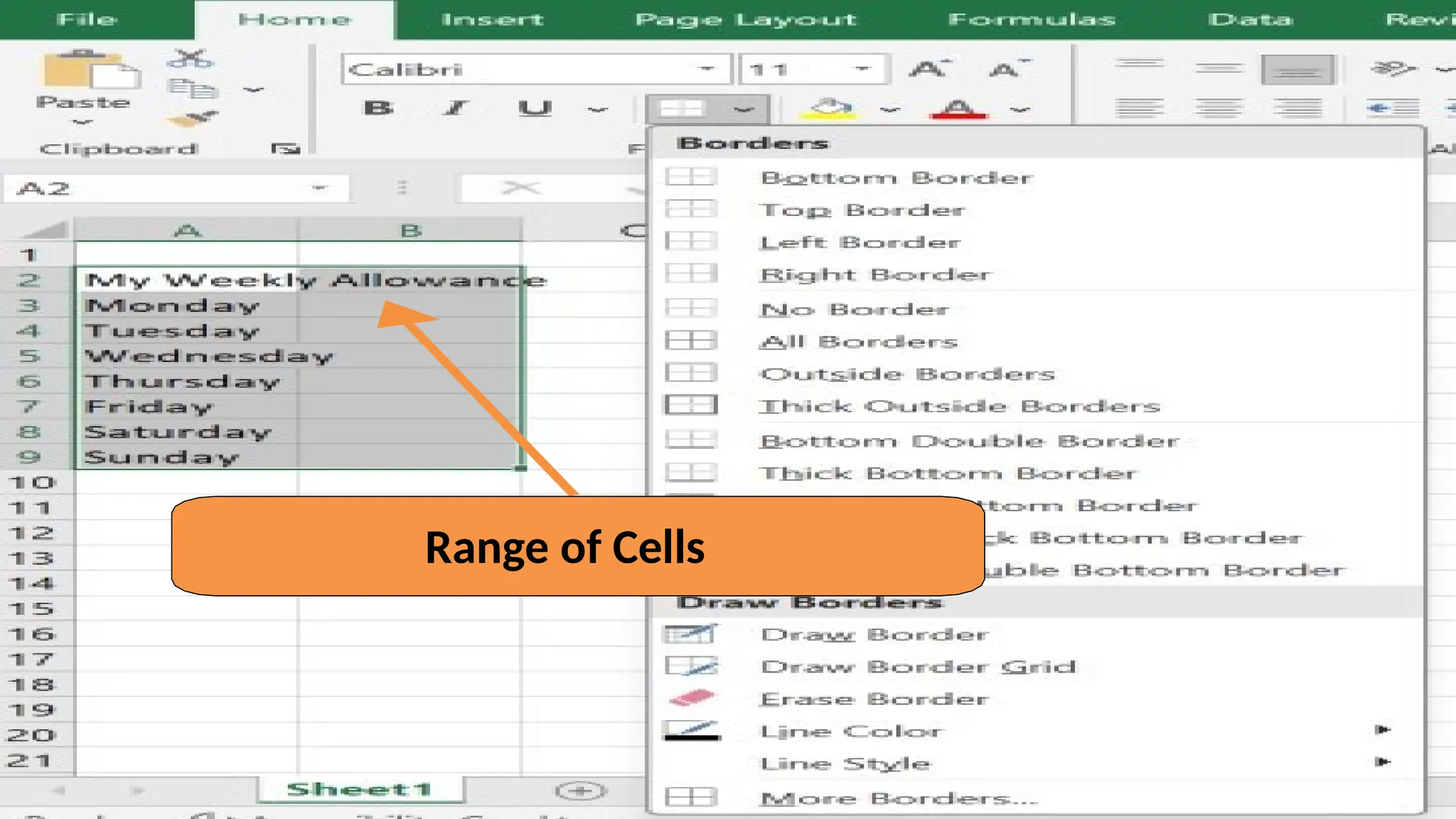 Range of Cells
 