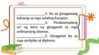 Iba't Ibang Uri ng Lettering Styles at mga Gabay sa Pagleletra | PPTX