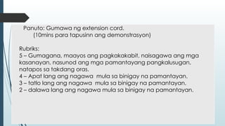 aggawa ng Proyekto na Ginagamitan ng Elektrisidad. | PPTX