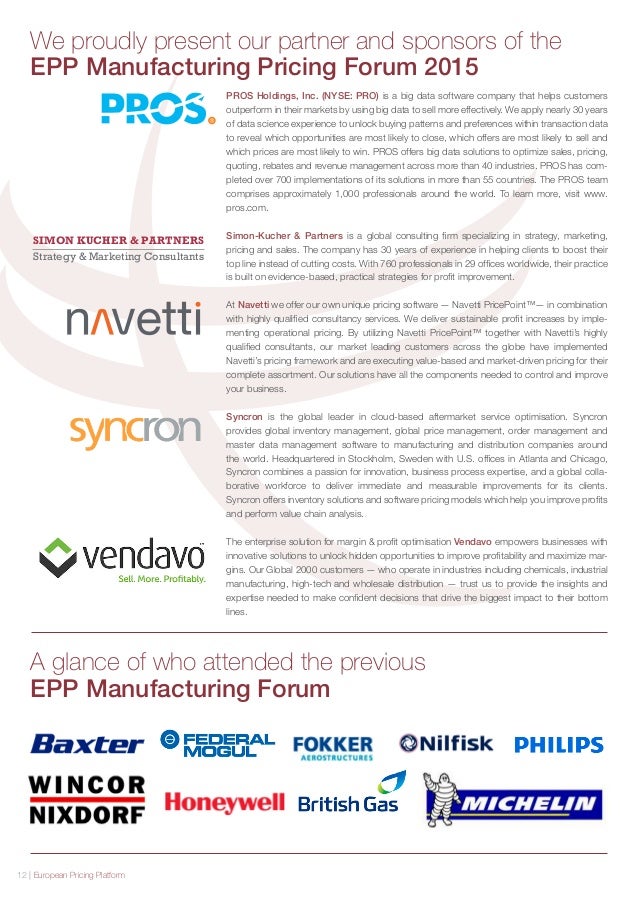 4th EPP Manufacturing Pricing Forum