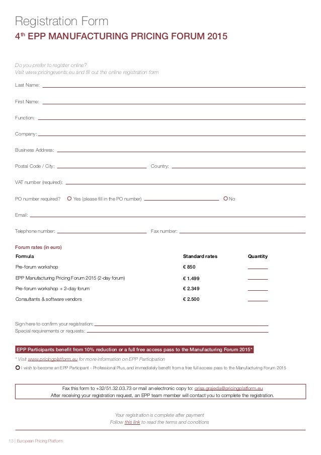 4th EPP Manufacturing Pricing Forum
