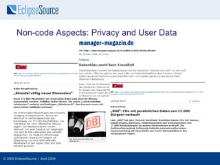Non-code Aspects: Privacy and User Data




© 2009 EclipseSource | April 2009
 