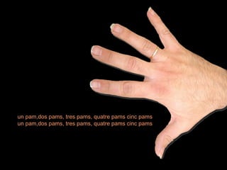 un pam,dos pams, tres pams, quatre pams cinc pams  un pam,dos pams, tres pams, quatre pams cinc pams    