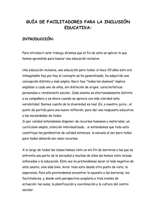 GUIA DE FACILITADORES PARA LA INCLUSIÓN EDUCATIVA