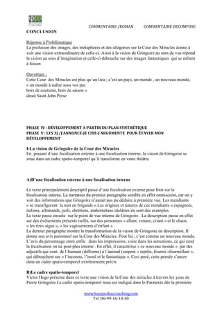 Epreuve Commentaire Roman Pour Le Bac De Francais