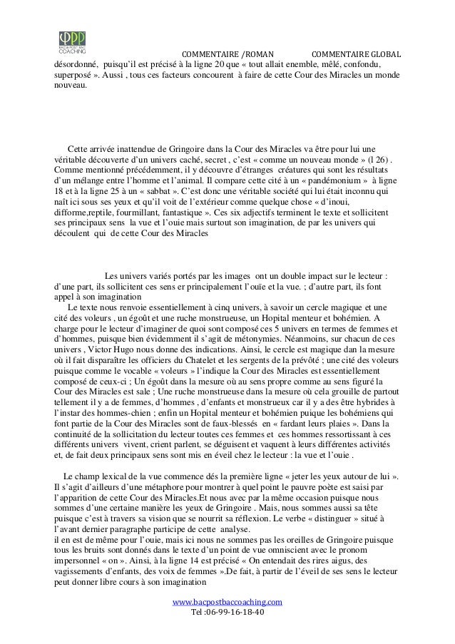Epreuve commentaire roman pour le Bac de Français