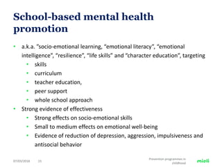 Effective childhood prevention of mental health problems | PPTX