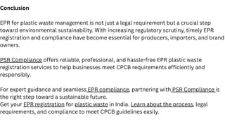 EPR Registration for Plastic Waste: Process, Rules & Compliance | PDF
