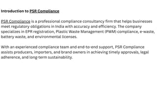 EPR Registration for Plastic Waste: Process, Rules & Compliance | PDF