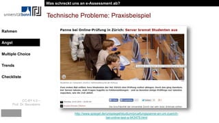 CC-BY 4.0 –
Prof. Dr. Beurskens
Rahmen
Angst
Multiple Choice
Trends
Checkliste
Technische Probleme: Praxisbeispiel
http://www.spiegel.de/unispiegel/studium/pruefungspanne-an-uni-zuerich-
bei-online-test-a-943479.html
Was schreckt uns an e-Assessment ab?
Angst
 