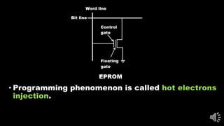 • Programming phenomenon is called hot electrons
injection.