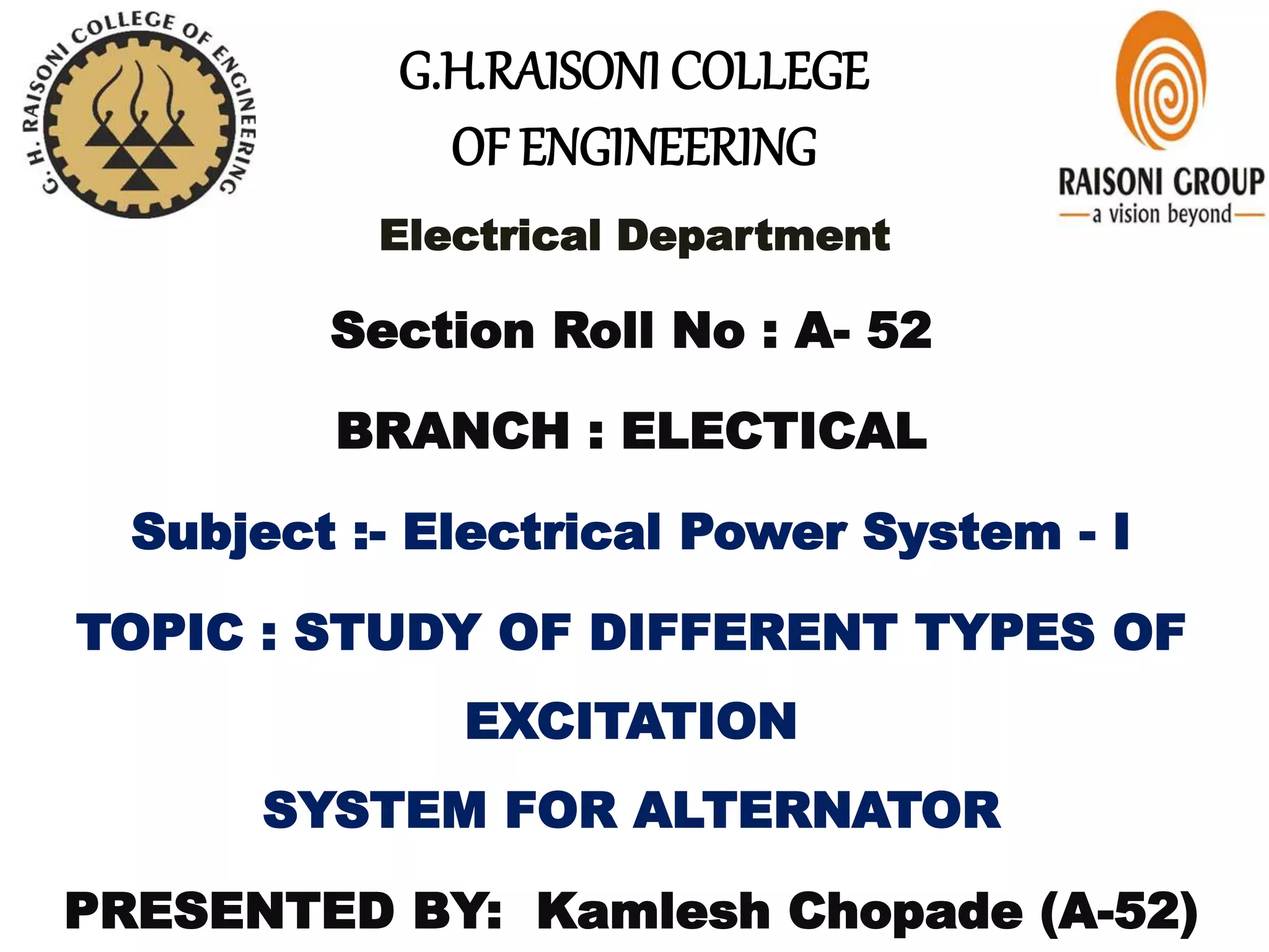Everything You Need to Know About Excitation Systems for Alternators PPT