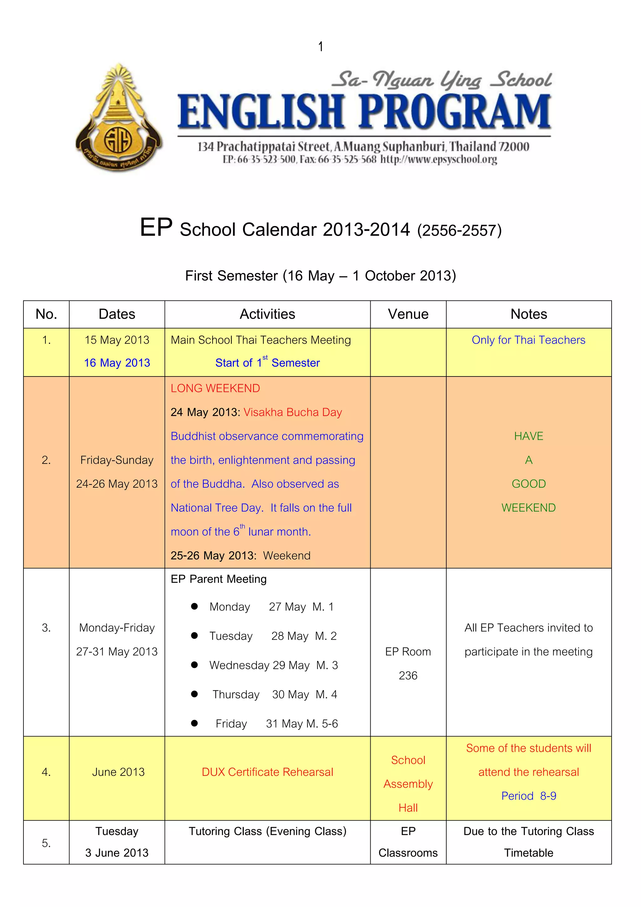 Ep school calendar 2013 14 se 1 PDF Free Download