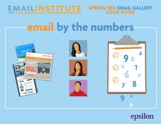 spring 2012 Email Gallery
                  Look Book


email by the numbers

                                    6
                    P
                        98
                    P 10   7
                    P
                        6 9
                        7       8
                            6
                        9
                            8
 