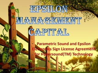 Parametric Sound and Epsilon
Electronics Sign License Agreement
 for Hypersound(TM) Technology
 