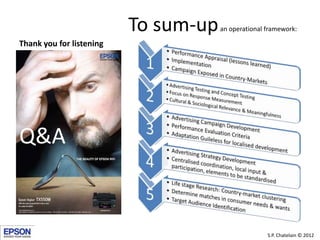 To sum-up   an operational framework:

Thank you for listening




Q&A


                                                     S.P. Chatelain © 2012
 