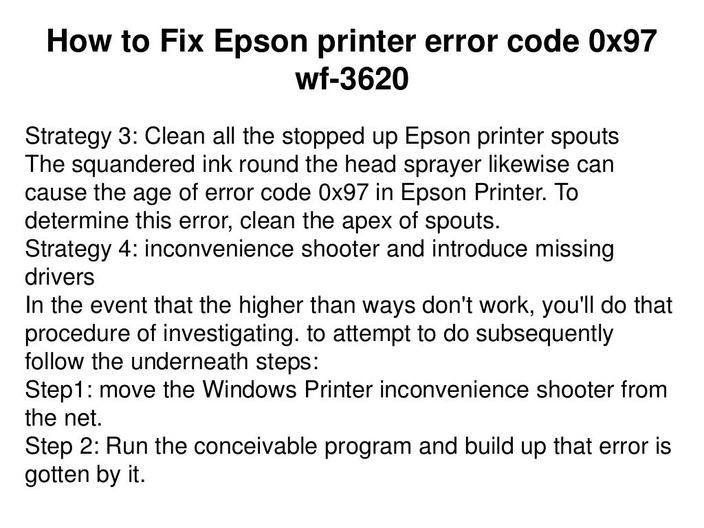 How to Fix Epson printer error code 0x97 wf3620
