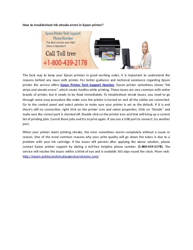 How to troubleshoot Ink streaks errors in Epson printer?